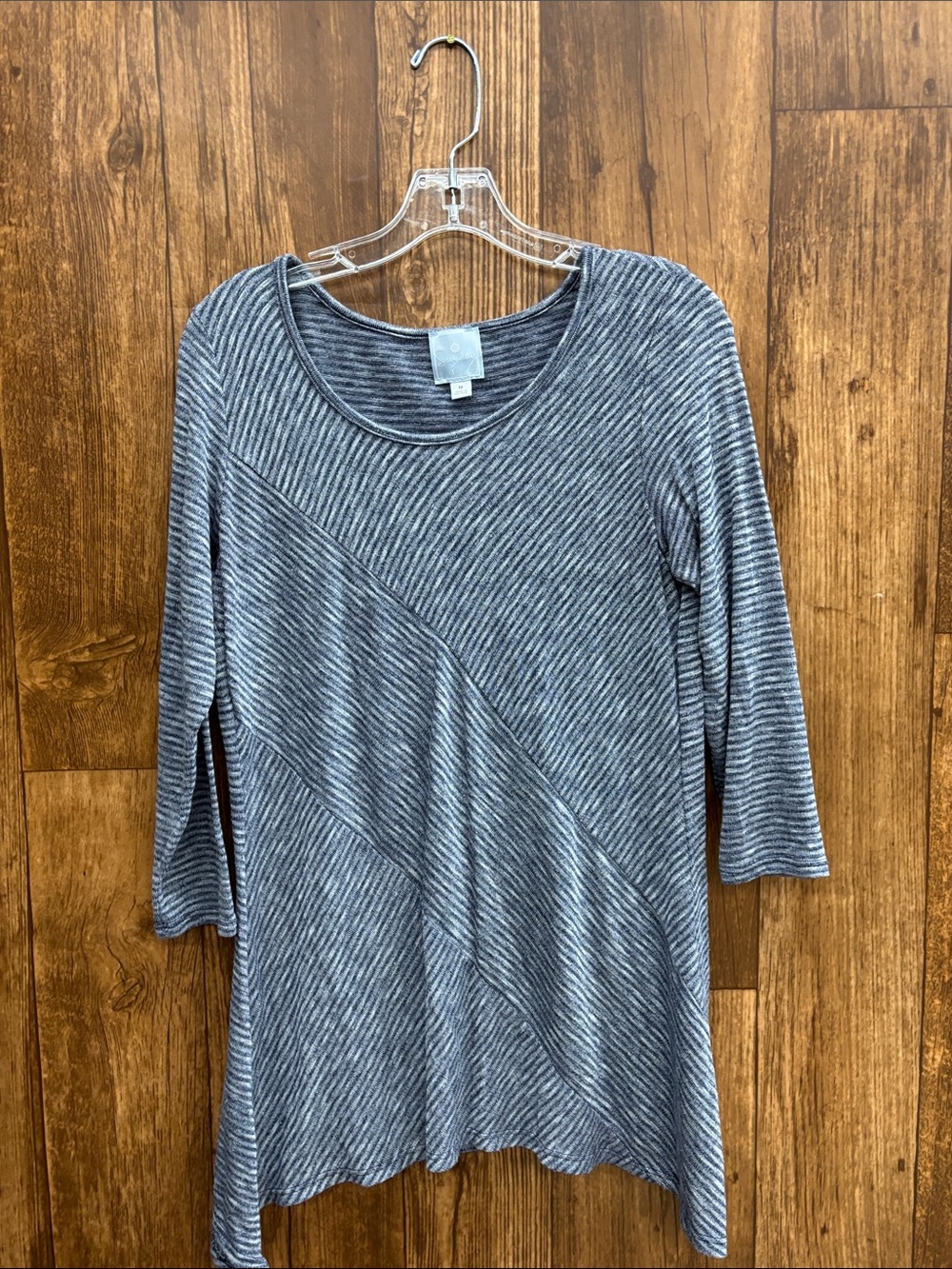 Sunday Women's Gray Striped Swing Tunic Sweater